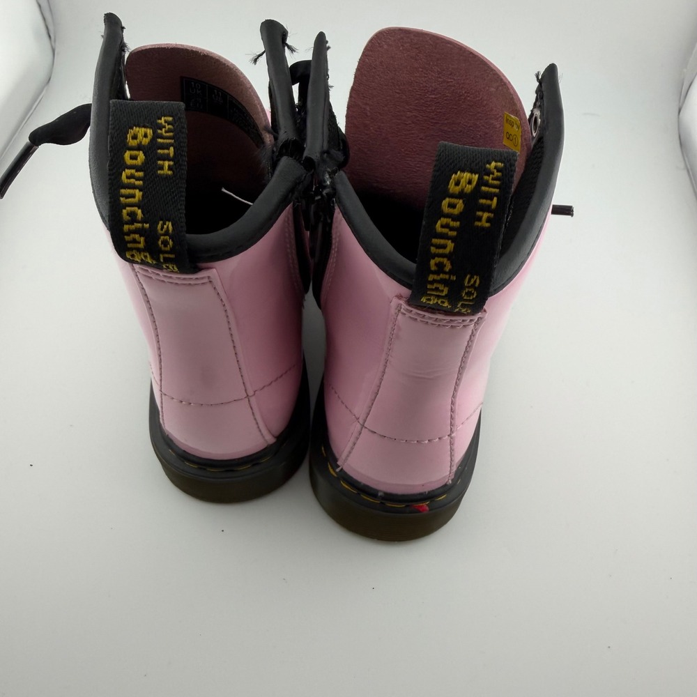 Dr. Martens Delaney Boots Kids Size 11 UK 10 US Pink Patent Ribbon Lace Zip - Picture 4 of 11